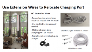 Extension wires for charging port